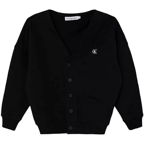 CALVIN KLEIN JEANS IB0IB0IB01945 BEH CK CK Schwarz Terry Relaxed Strickjacke für Kinder, Ck Black, 14 Jahre von Calvin Klein Jeans