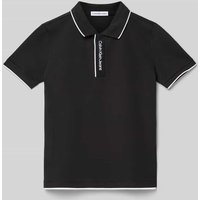 Calvin Klein Jeans Poloshirt mit Label-Stitching Modell 'INTARSIA' in Black, Größe 152 von Calvin Klein Jeans