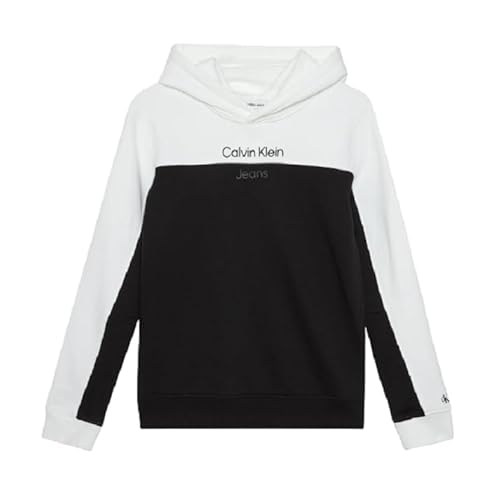 CALVIN KLEIN JEANS Sweatshirt für Kinder mit Kapuze Terry Color Block IB0IB01944 BEH CK Black Kinder, Ck Black, 12 Jahre von Calvin Klein Jeans