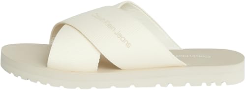 Calvin Klein Jeans Herren Sandalen Cross Slip-On Sommer, Weiß (Creamy White/Eggshell), 42 von Calvin Klein