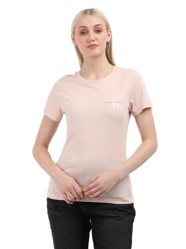 Calvin Klein Jeans Damen Calvin Klein Jeans Kurzarm T-Shirts, Rosa (Peach Whip / Bright White), L von Calvin Klein
