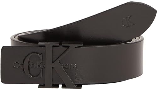 Calvin Klein Damen Gürtel Monogram Hardware 3.0 cm Ledergürtel, Schwarz (Black/Black), 100 cm von Calvin Klein Jeans