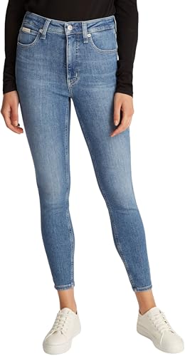 Calvin Klein Damen Jeans Hose High Rise Ankle Super Skinny Fit, Blau (Denim Medium), W36 von Calvin Klein