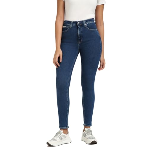 Calvin Klein Damen Jeans Hose High Rise Skinny Fit, Blau (Denim Medium), 28W/32L von Calvin Klein