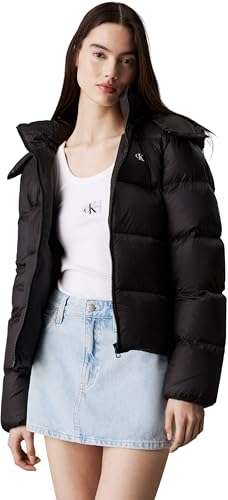 Calvin Klein Damen Pufferjacke Down Short Puffer mit Kapuze, Ck Black (Schwarz), XXS von Calvin Klein