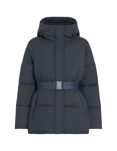 Calvin Klein Damen Pufferjacke Logo Belt Short Puffer mit Gürtel, Blau (Ink), S von Calvin Klein