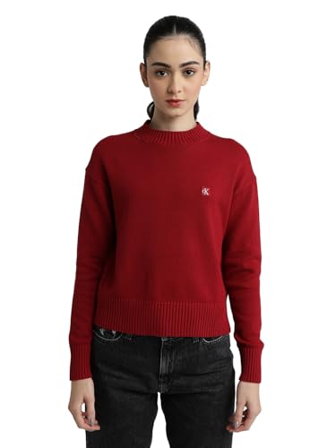 Calvin Klein Jeans Damen Ck Embro Badge Sweater J20j222987 Kurzarm Polo, Rot (Red Currant), L von Calvin Klein