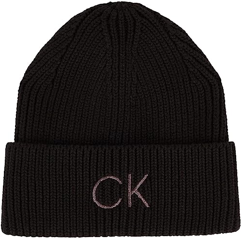 Calvin Klein Damen Strickmütze Re-Lock Wintermütze, Schwarz (Ck Black), Onesize von Calvin Klein Jeans
