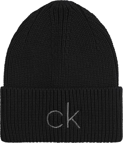 Calvin Klein Damen Strickmütze Re-Lock Wintermütze, Schwarz (Ck Black), Onesize von Calvin Klein Jeans