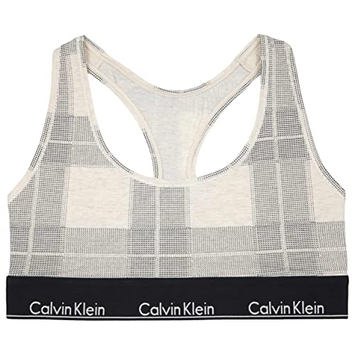 Calvin Klein Damen Unlined 0000F3785A Bralette, Beige (Textured Plaid_Oatmeal), XS von Calvin Klein Jeans