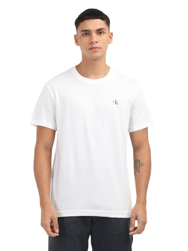 Calvin Klein Herren 2er Pack T-Shirts Kurzarm Monologo Rundhalsausschnitt, Weiß (Bright White/Bright White), XS von Calvin Klein
