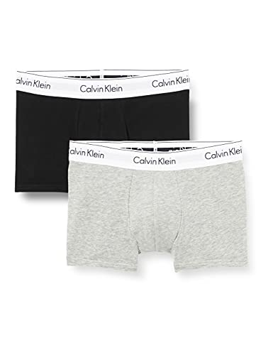Calvin Klein Herren Boxershorts 2P TRUNK, Gr. X-Large, Grau (HEATHER GREY/BLACK BHY) von Calvin Klein Jeans