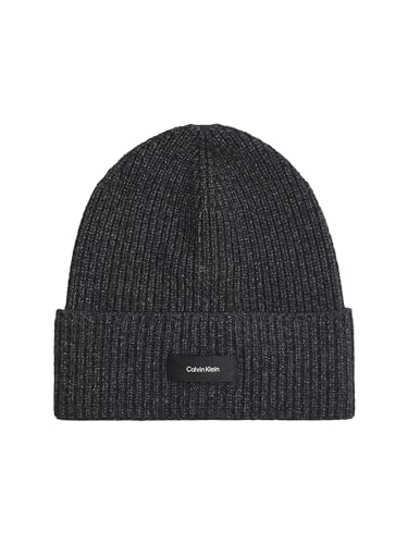 Calvin Klein Herren Daddy Wool Rib Beanie K50K507495 Gestrickte Mütze, Schwarz (Ck Black), OS von Calvin Klein Jeans