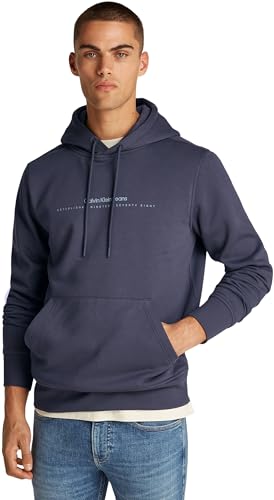 Calvin Klein Herren Hoodie Minimal Logo mit Kapuze, Grau (Ebony), XXL von Calvin Klein