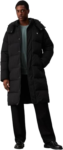 Calvin Klein Herren Mantel Essentials Long Parka mit Kapuze, Schwarz (Ck Black), S von Calvin Klein