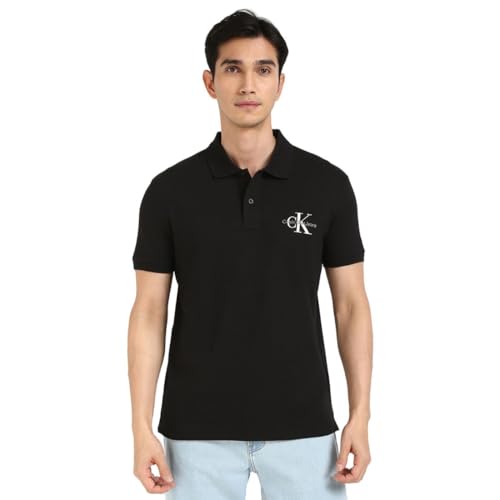 Calvin Klein Herren Poloshirt Kurzarm Monologo Regular Fit, Schwarz (Ck Black), S von Calvin Klein