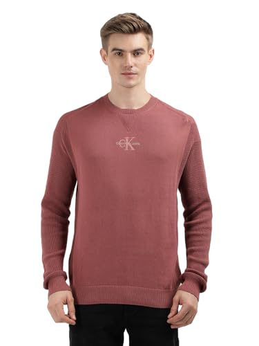 Calvin Klein Herren Pullover Monologo Sweater Strickpullover, Apple Butter (Rot), L von Calvin Klein
