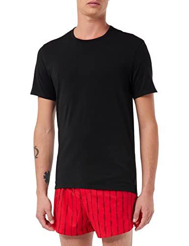 Calvin Klein Herren S/S Boxer Set 000NB3324E Pyjamas, Rot (Blk Top/Linear STRP Logo_Exact BTM), L von Calvin Klein Jeans