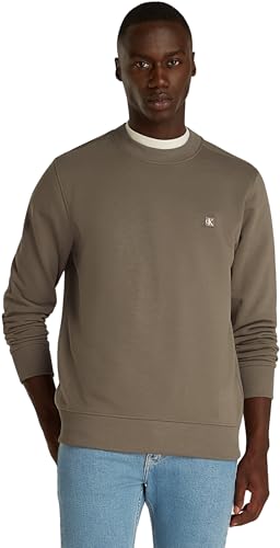 Calvin Klein Herren Sweatshirt Badge Crew Neck Regular Fit, Braun (Falcon), XXL von Calvin Klein