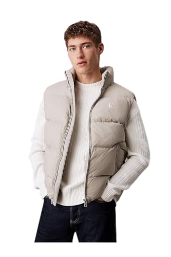 Calvin Klein Herren Weste Essentials Down Vest Steppweste, Flint Gray (Grau), XL von Calvin Klein