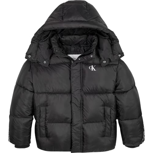 Calvin Klein IB0IB01823 Daunenjacke für Kinder, schwarz, mit Kapuze, Ck Black, 12 Jahre von Calvin Klein Jeans