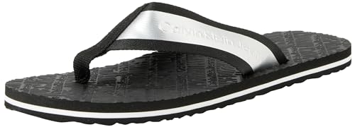 Calvin Klein Jeans Herren Beach Sandal In Met Ym0ym00950 Flip-Flop, Schwarz Black Bright White, 43 EU von Calvin Klein Jeans