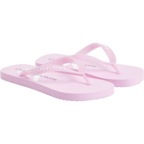 Calvin Klein Jeans Damen Flip Flops Beach Sandal Badeschuhe, Rosa (Glowing Guava/Bright White), 36 von Calvin Klein Jeans