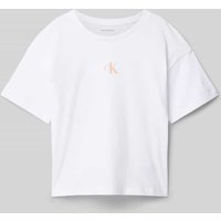 Calvin Klein Jeans Boxy Fit T-Shirt mit Logo-Print und Rundhalsausschnitt in Weiss, Größe 164 Calvin Klein Jeans Boxy Fit T-Shirt mit Logo-Print und Rundhalsausschnitt in Weiss, Größe 164 von Calvin Klein Jeans