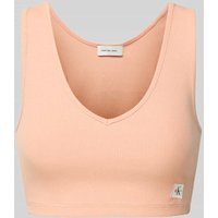 Calvin Klein Jeans Bralette mit Label-Patch und V-Ausschnitt in Rosa, Größe L Calvin Klein Jeans Bralette mit Label-Patch und V-Ausschnitt in Rosa, Größe L von Calvin Klein Jeans