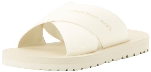 Calvin Klein Jeans Herren Sandalen Cross Slip-On Sommer, Weiß (Creamy White/Eggshell), 43 von Calvin Klein Jeans