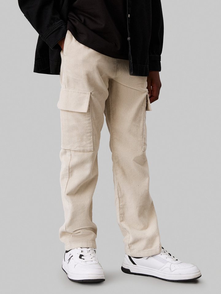 Calvin Klein Jeans Cargohose Corduroy Straight Cargo Pants für Kinder bis 16 Jahre und mit Logoprägung von Calvin Klein Jeans