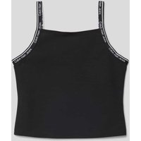 Calvin Klein Jeans Crop Top aus Viskose-Mix mit Karree-Ausschnitt in Black, Größe 152 von Calvin Klein Jeans