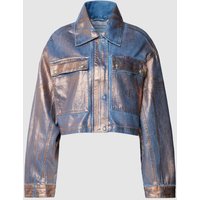 Calvin Klein Jeans Cropped Jeansjacke in schimmerndem Design in Jeansblau, Größe M von Calvin Klein Jeans