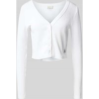 Calvin Klein Jeans Cropped Strickjacke mit Knopfleiste in Weiss, Größe XL von Calvin Klein Jeans