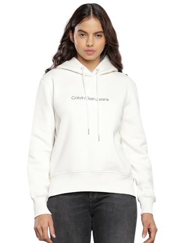 Calvin Klein Jeans Damen Hoodie Archival Monologo mit Kapuze, Weiß (Ivory), XL von Calvin Klein Jeans