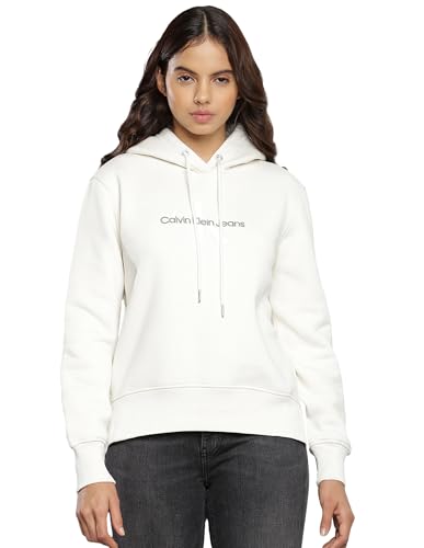 Calvin Klein Jeans Damen Hoodie Archival Monologo mit Kapuze, Weiß (Ivory), XL von Calvin Klein Jeans