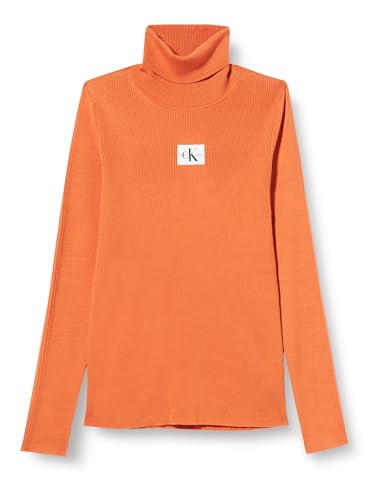 Calvin Klein Jeans Damen Badge ROLL Neck Sweater J20J221688 Pullover, Orange (Burnt Clay), S von Calvin Klein Jeans
