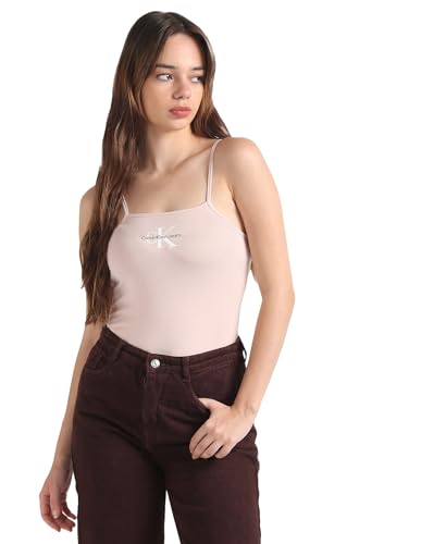 Calvin Klein Jeans Damen Body aus Baumwolle mit Stretch, Rosa (Sepia Rose), 3XL von Calvin Klein