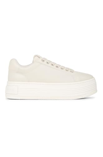 Calvin Klein Damen Plateau Sneaker Bold aus Leder, Beige (Eggshell), 41 von Calvin Klein