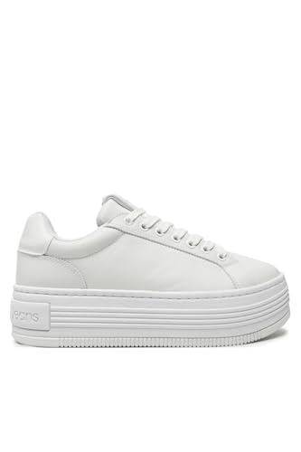 Calvin Klein Damen Plateau Sneaker Bold aus Leder, Weiß (Triple Bright White), 41 von Calvin Klein