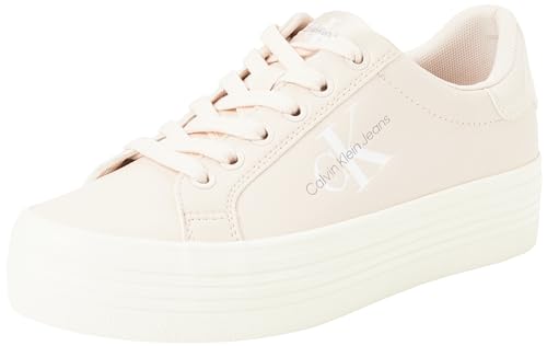 Calvin Klein Jeans Damen Bold Vulc FLATF LACE LTH NBS MET YW0YW01393 Vulkanisierte Sneaker, Beige (Whisper Pink), 40 EU von Calvin Klein Jeans