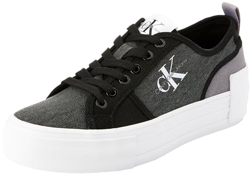 Calvin Klein Jeans Damen Vulcanized Sneaker Bold Low mit Plateau, Mehrfarbig (Black/Stormfront), 37 von Calvin Klein