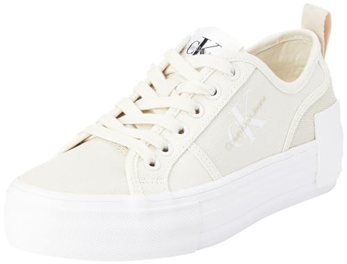 Calvin Klein Jeans Damen Vulcanized Sneaker Bold Low mit Plateau, Weiß (Creamy White/Eggshell), 40 Calvin Klein Jeans Damen Vulcanized Sneaker Bold Low mit Plateau, Weiß (Creamy White/Eggshell), 40 von Calvin Klein
