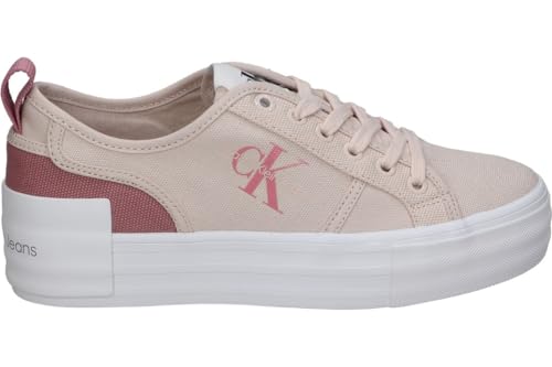 Calvin Klein Jeans Damen Vulcanized Sneaker Bold Low mit Plateau, Mehrfarbig (Whisper Pink/Ash Rose), 37 von Calvin Klein Jeans