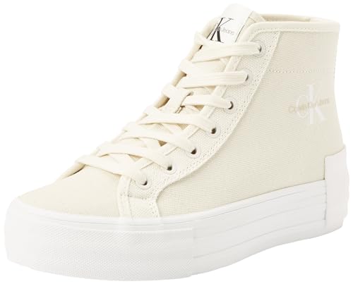 Calvin Klein Jeans Damen Vulcanized Sneaker mit Plateau, Weiß (Creamy White/Eggshell), 37 von Calvin Klein Jeans