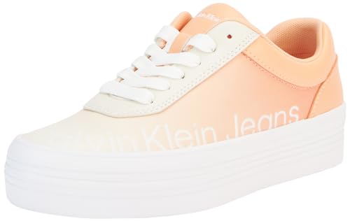 Calvin Klein Jeans Damen Plateau Sneaker Bold Vulcanized Flatform Low Leder, Mehrfarbig (Apricot Ice/Creamy White), 36 EU von Calvin Klein Jeans