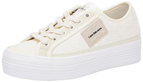 Calvin Klein Jeans Damen Sneaker Bold Vulcanized Flatform Low T Plateau, Weiß (Creamy White/Bright White), 36 EU von Calvin Klein Jeans