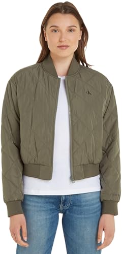 Calvin Klein Jeans Damen Bomberjacke Quilted Bomber Übergangsjacke, Grün (Dusty Olive), L von Calvin Klein Jeans