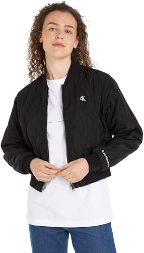 Calvin Klein Jeans Damen Bomberjacke Quilted Bomber Übergangsjacke, Schwarz (Ck Black), L von Calvin Klein Jeans