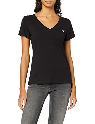Calvin Klein Jeans Damen CK EMBROIDERY STRETCH V-NECK, Ck Black, 3XL Plus Tall von Calvin Klein